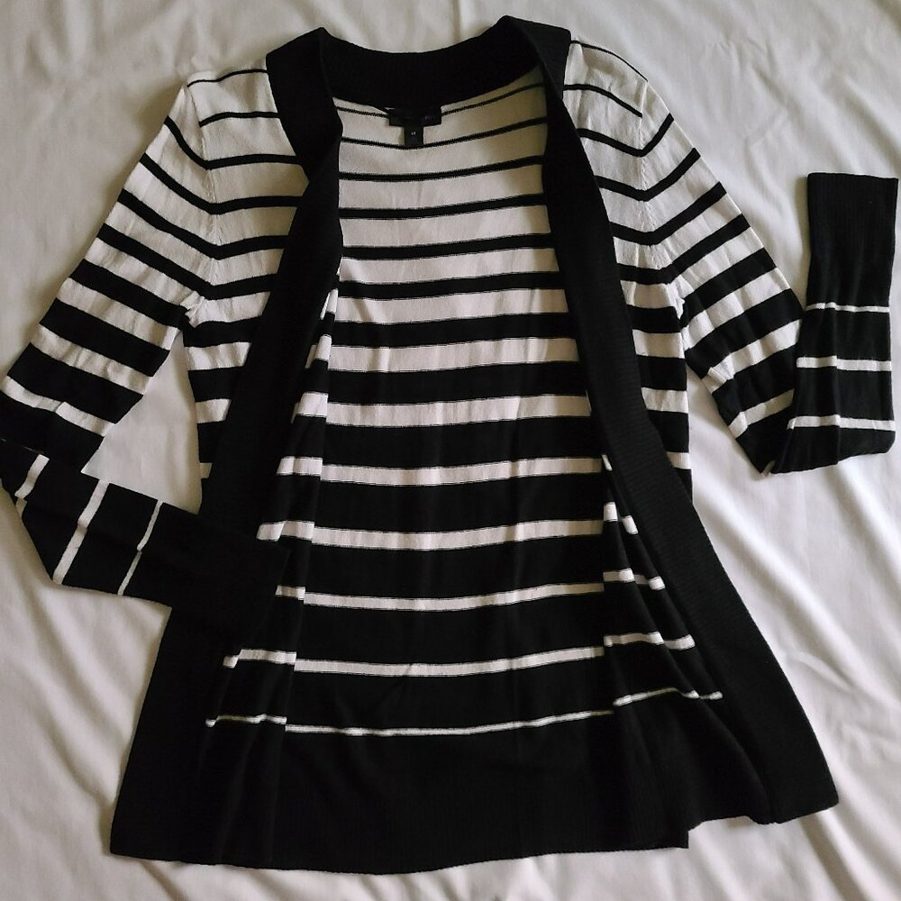 Worthington Open Front Fun Stripe Cardigan - Size MT